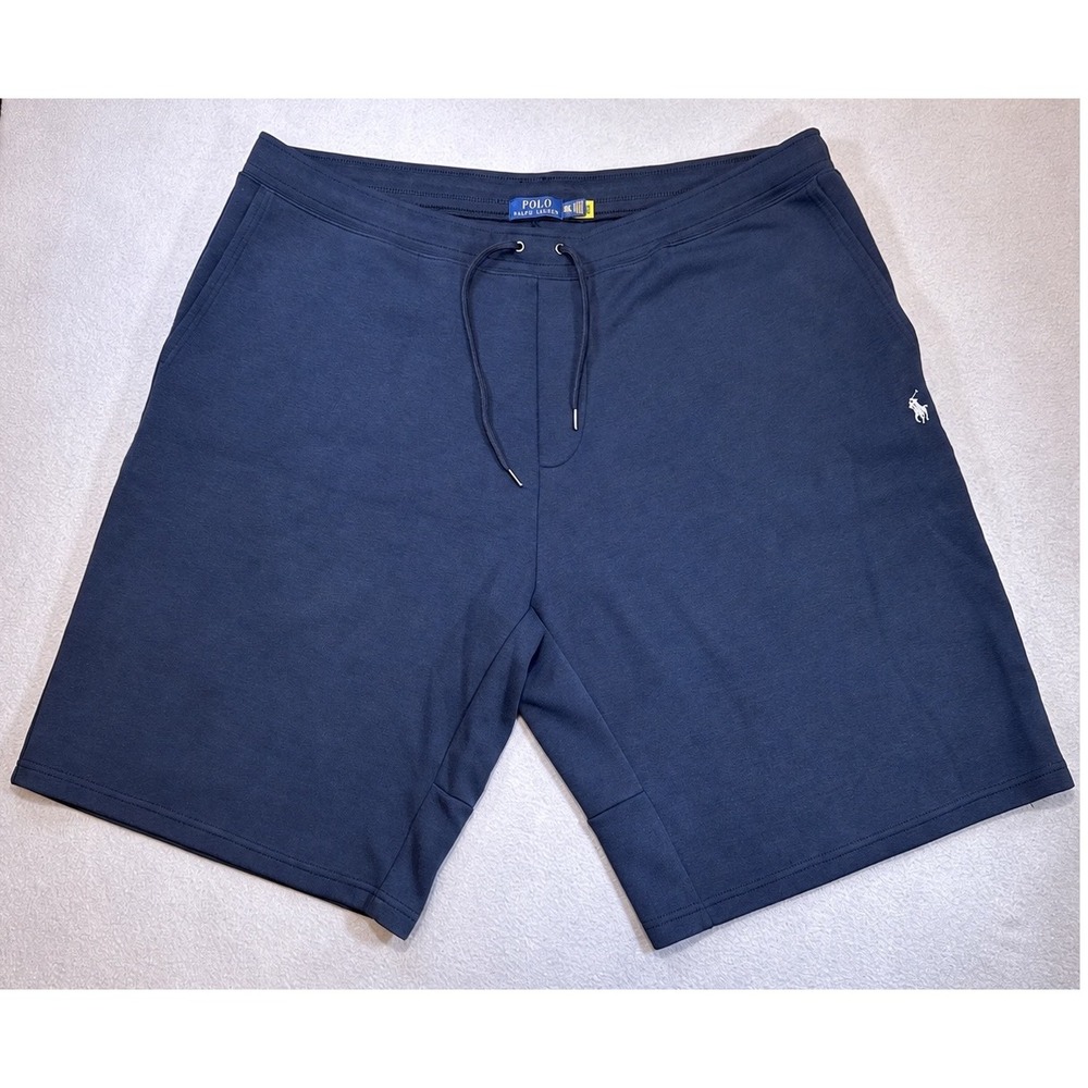 POLO RALPH LAUREN Double Knit Shorts Mens 3XLT Navy Blue Embroidered Pony Logo